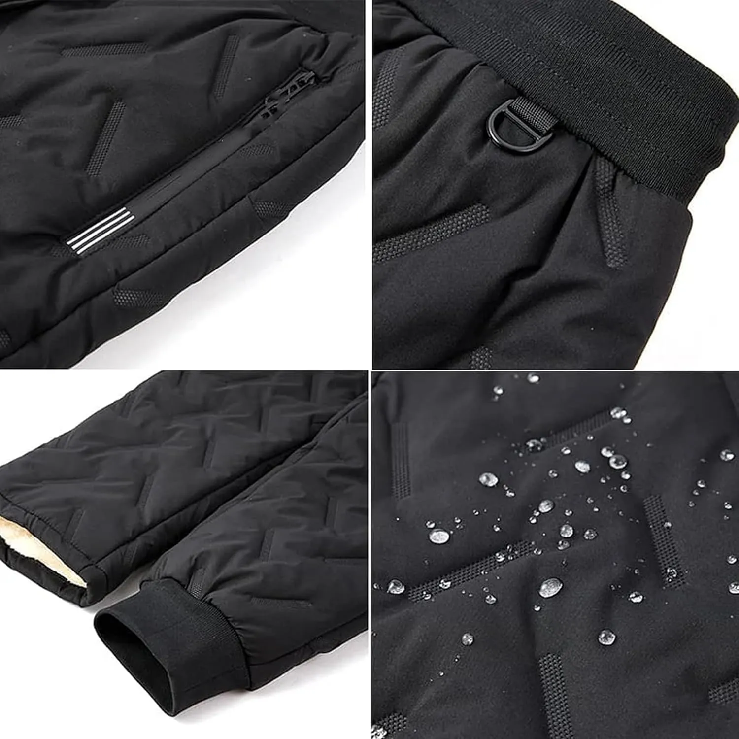MATISUN Unisex Fleece Jogging Bottoms, Lambswool Fleece-Lined Winter Warm Fleece Joggers (Black Style B,XL)