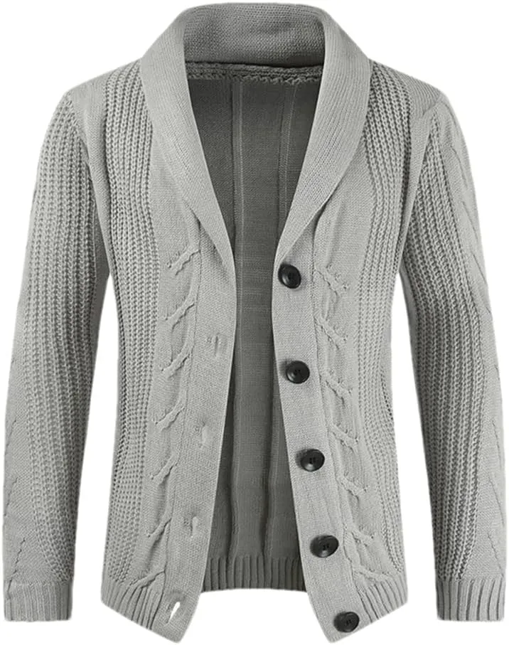 Men Cardigans Cotton Sweater Long Sleeve Mens V-Neck Sweaters Loose Solid Button Tops Knitting