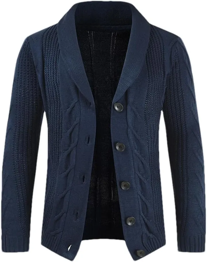 Men Cardigans Cotton Sweater Long Sleeve Mens V-Neck Sweaters Loose Solid Button Tops Knitting