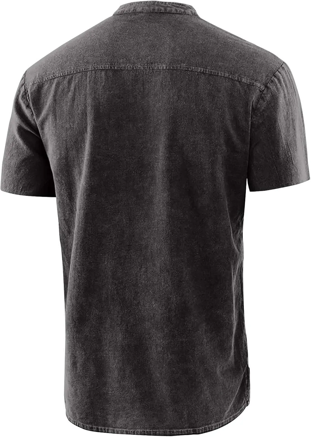 Men's Cotton Linen T-Shirts Short Sleeve V Neck Lace Up Henley Shirts Retro Notch Neck Pullover Shirt Sport Undershirt