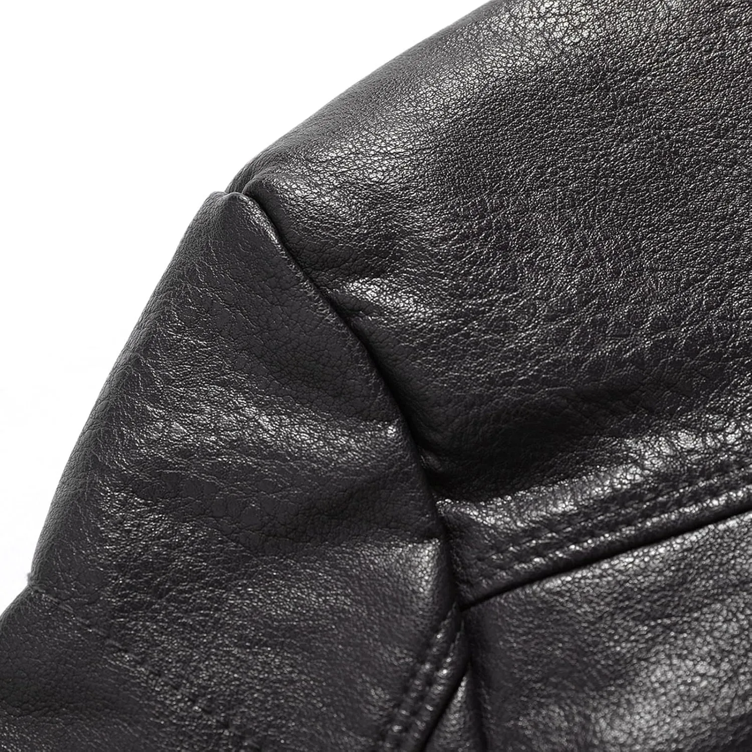Men's Faux Leather Jacket Thick Faux Fur Shearling Lapel Collar Botton Down Long Trench Coats Long Pu Leather Jacket