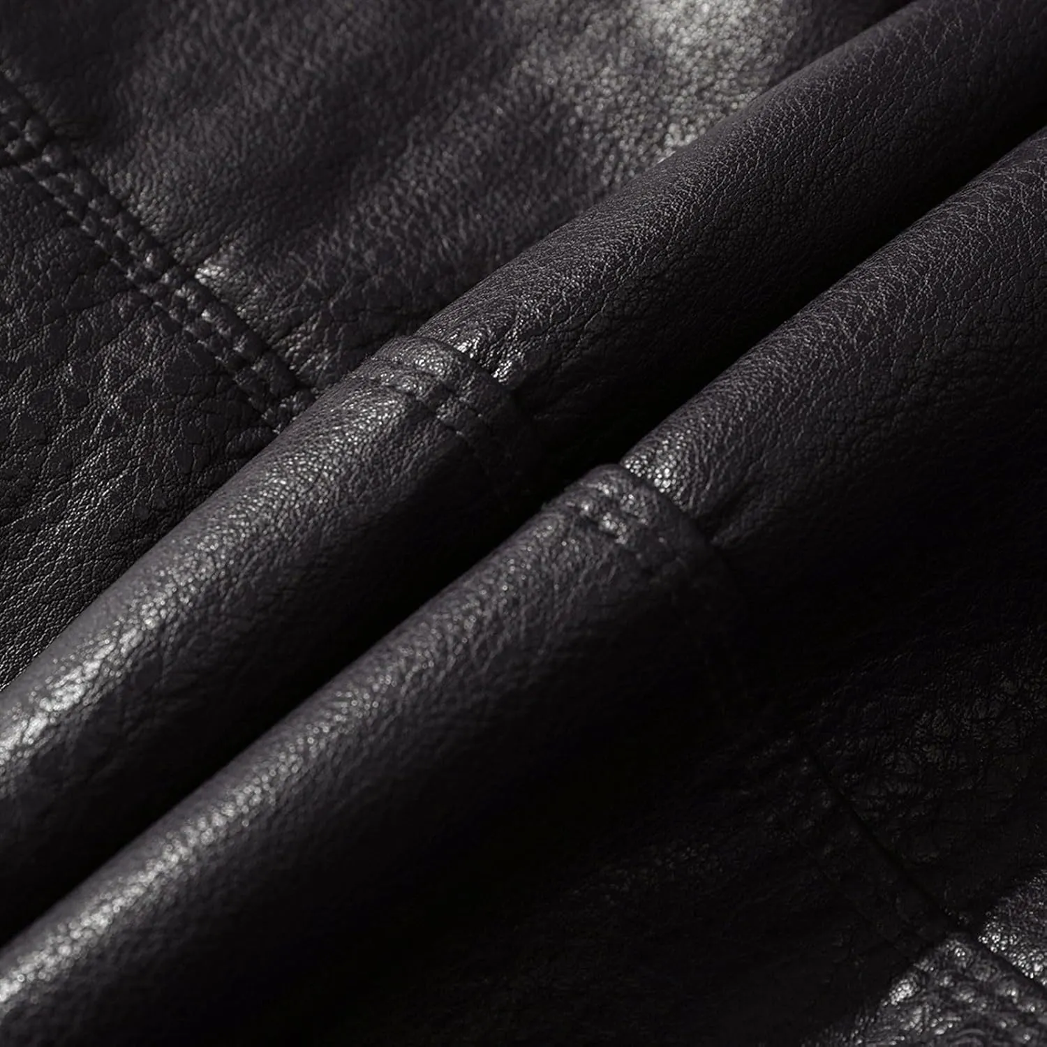 Men's Faux Leather Jacket Thick Faux Fur Shearling Lapel Collar Botton Down Long Trench Coats Long Pu Leather Jacket