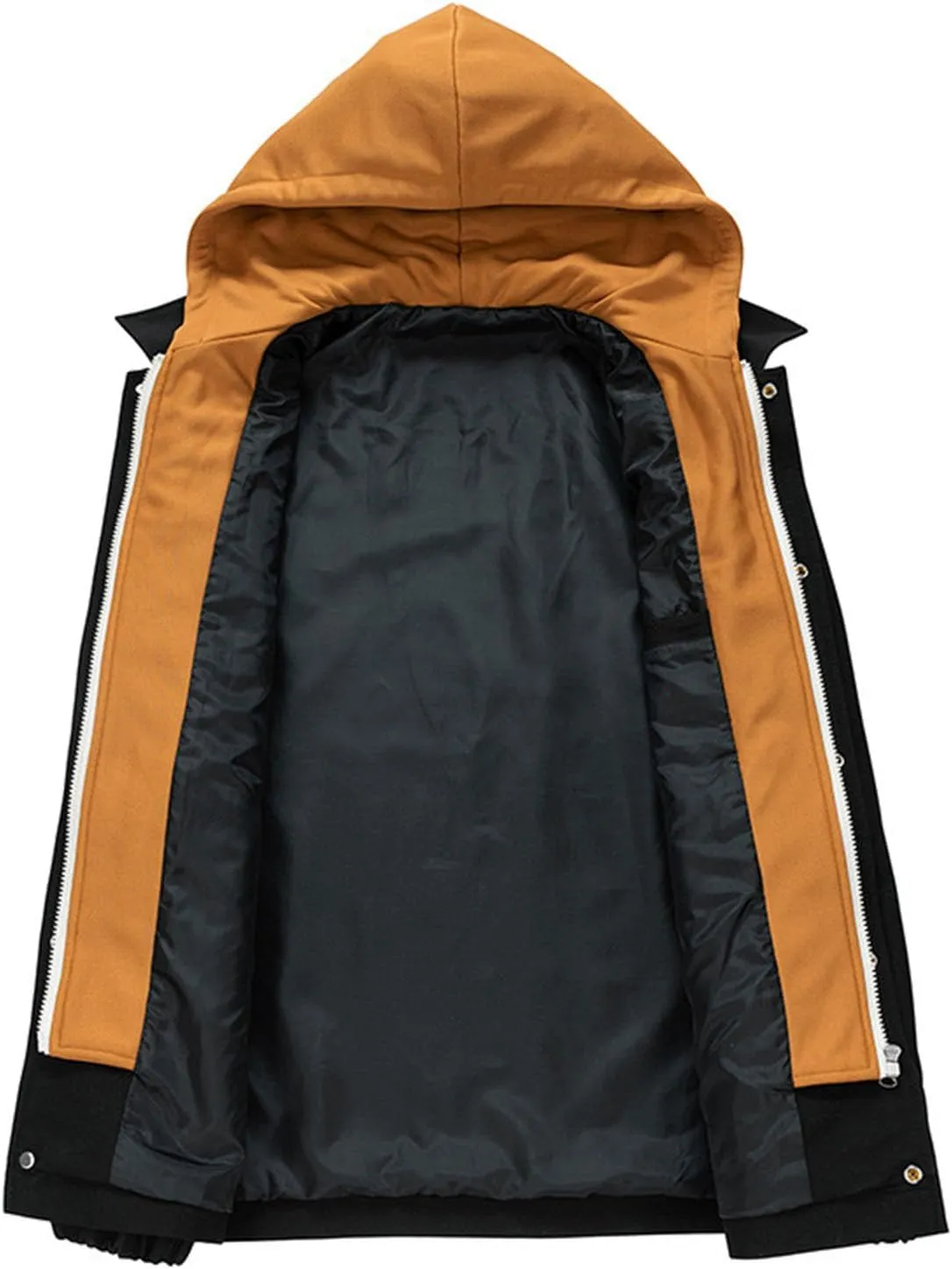 Mens Oversized Hoodie Fashion Color Block Drawstring Hooded Jackets Plus Size Loose Warm Pullover Coats with Pockets