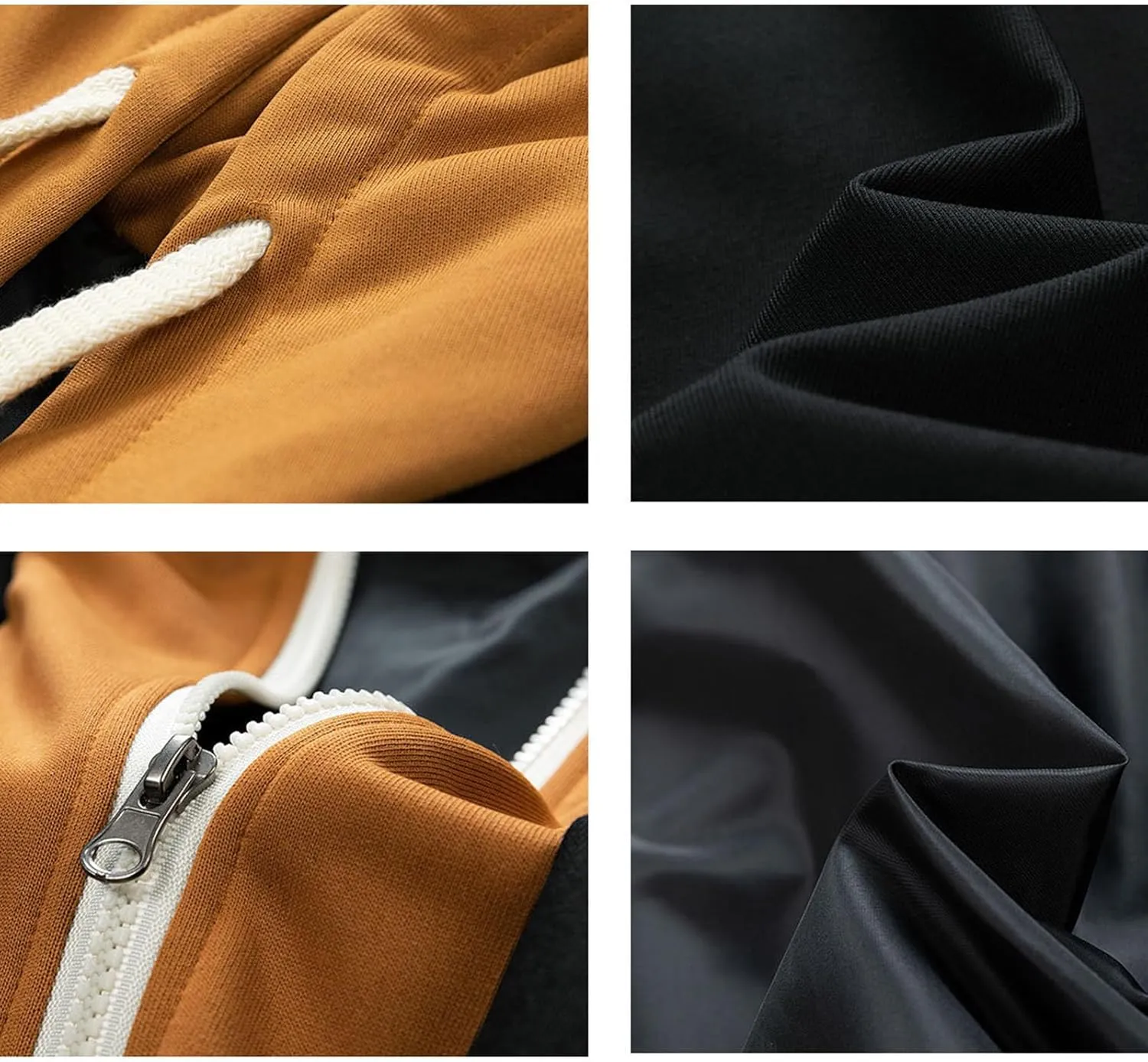 Mens Oversized Hoodie Fashion Color Block Drawstring Hooded Jackets Plus Size Loose Warm Pullover Coats with Pockets
