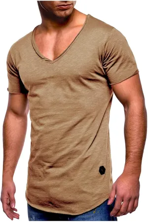 Men's Regular Fit Short Sleeve Workout Muscle T-Shirts V Neck Fashion Hipster Summer Athletic Tops