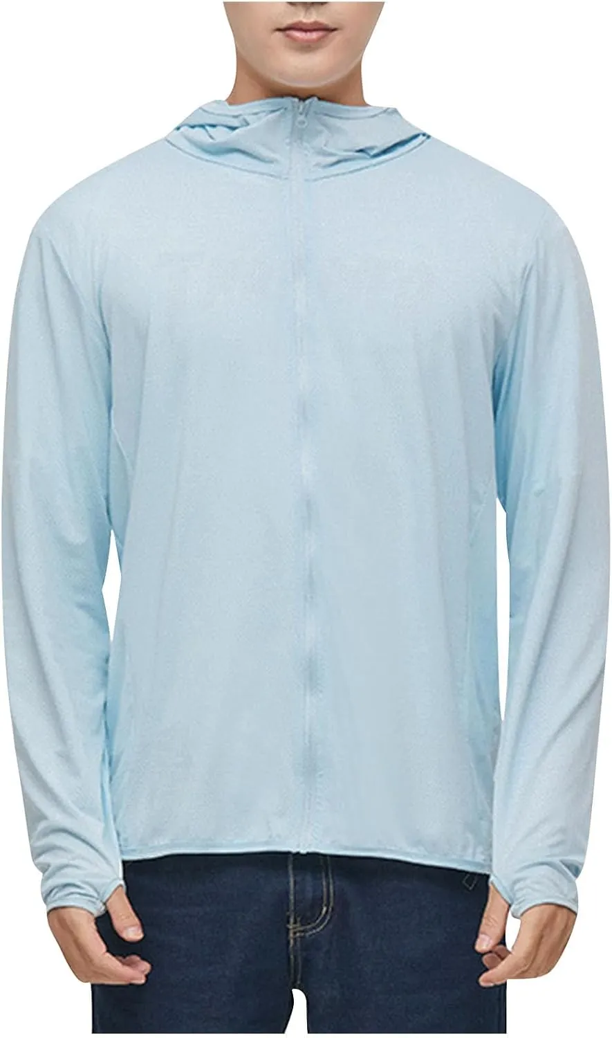 Men's Sun Shirts UPF 50  Rash Guard Long Sleeve Sun Protection Hoodie UV Fishing Lightweight Athletic Running Shirts