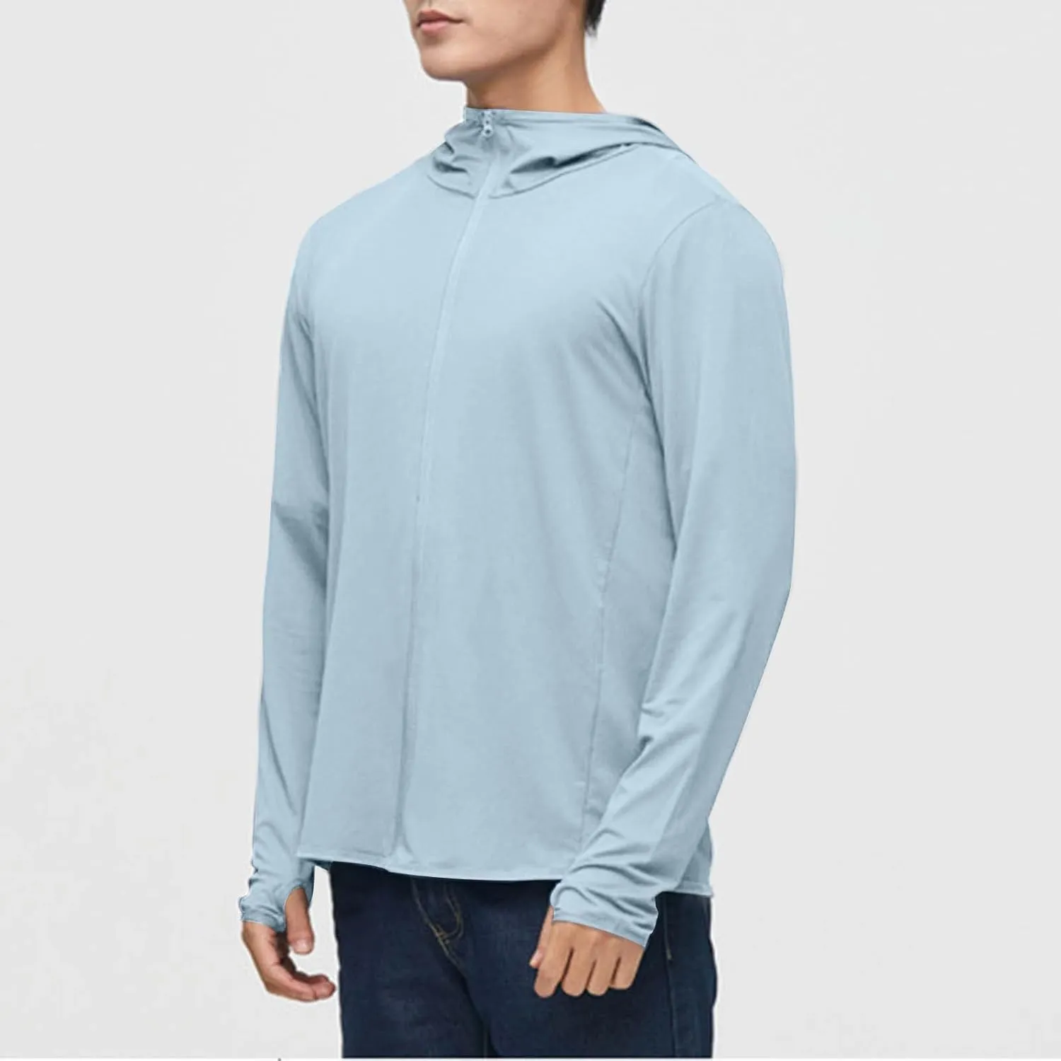 Men's Sun Shirts UPF 50  Rash Guard Long Sleeve Sun Protection Hoodie UV Fishing Lightweight Athletic Running Shirts