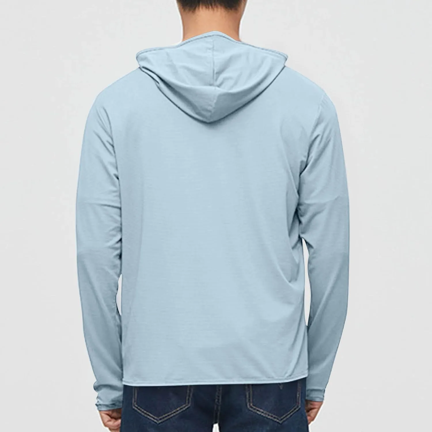 Men's Sun Shirts UPF 50  Rash Guard Long Sleeve Sun Protection Hoodie UV Fishing Lightweight Athletic Running Shirts