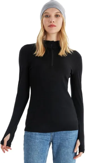 Merino Protect 100% Merino Wool Base Layer Women Heavyweight Long Sleeve Half Pullover Soft Travel Clothing Hiking Skiing