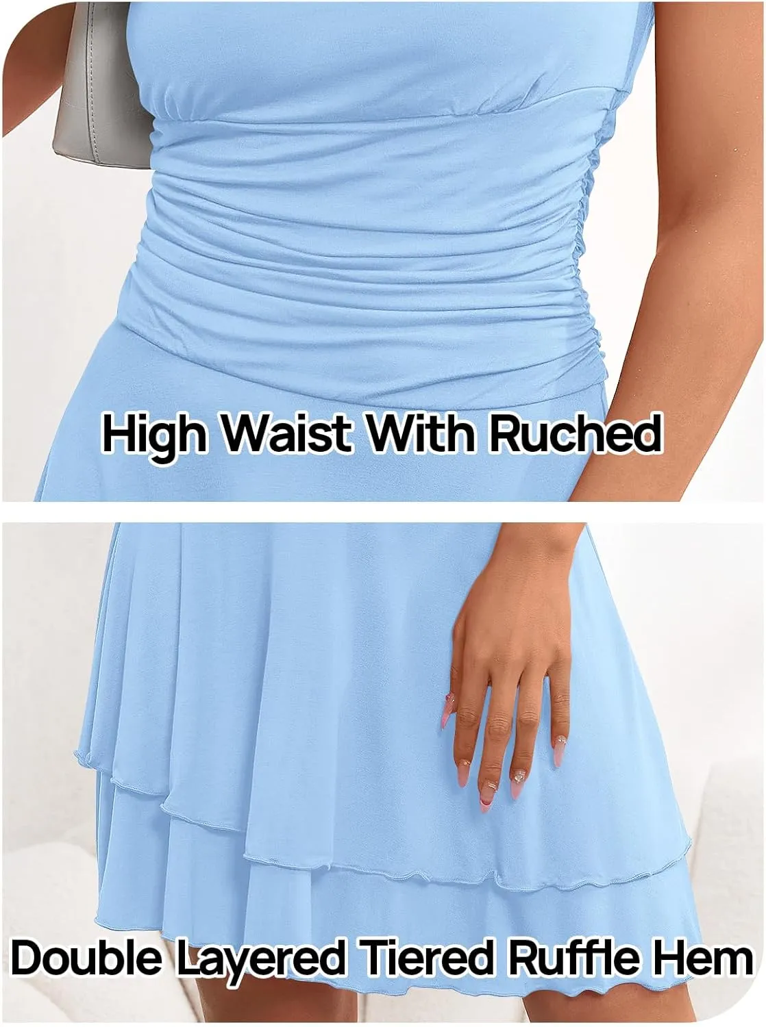 MEROKEETY Women's 2025 Summer Strapless Tube Dress Sexy Off Shoulder Ruffle Tiered Flowy Mini Dresses