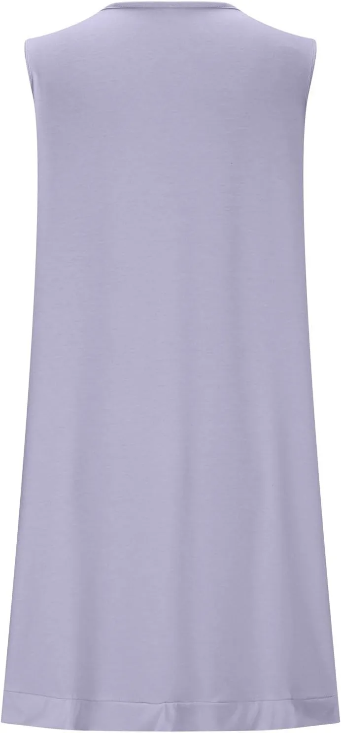 Mini Dresses for Women Summer Casual Sleeveless Tank Sundresses V-Neck Ladies Elegant Loose Sleepwear Beach Dress