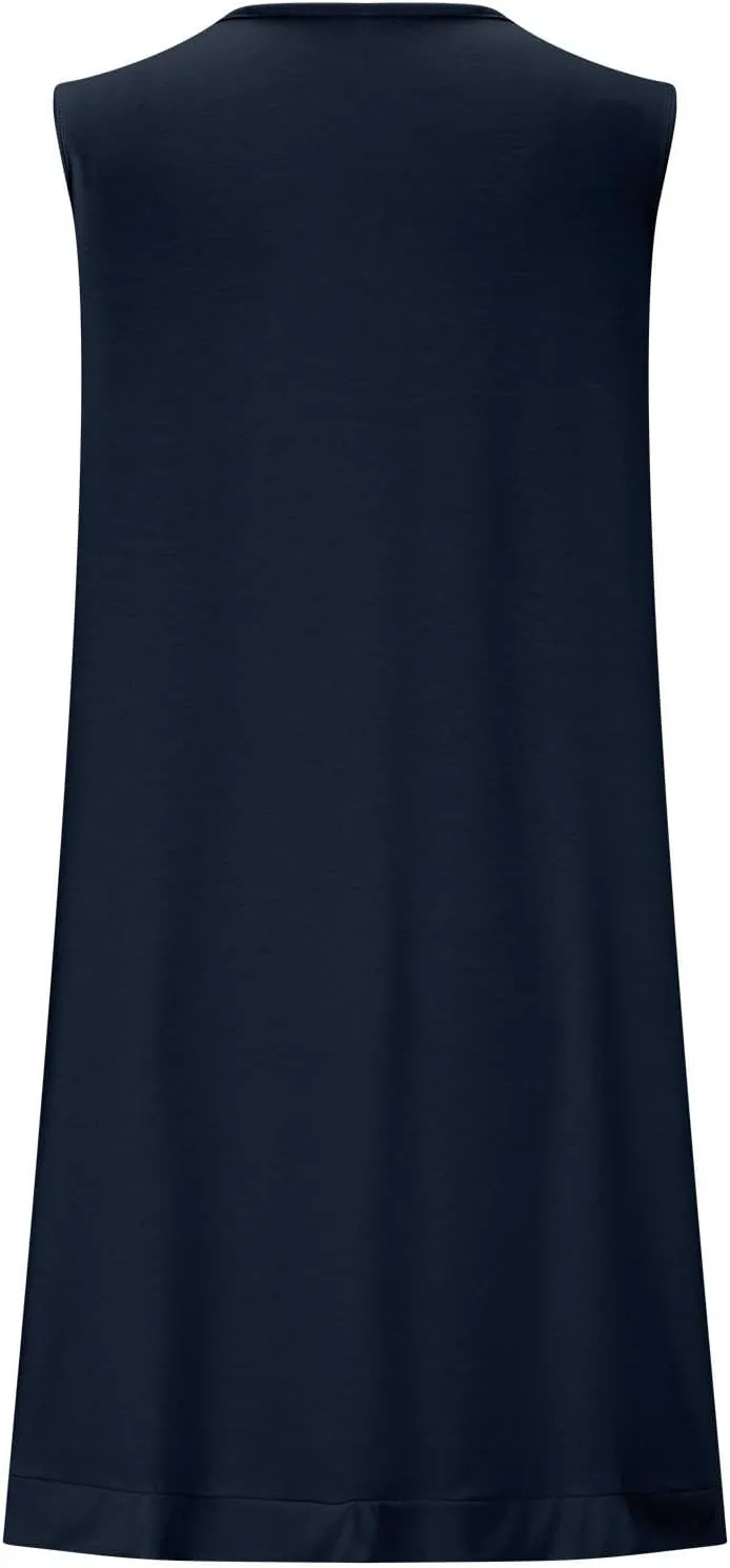 Mini Dresses for Women Summer Casual Sleeveless Tank Sundresses V-Neck Ladies Elegant Loose Sleepwear Beach Dress