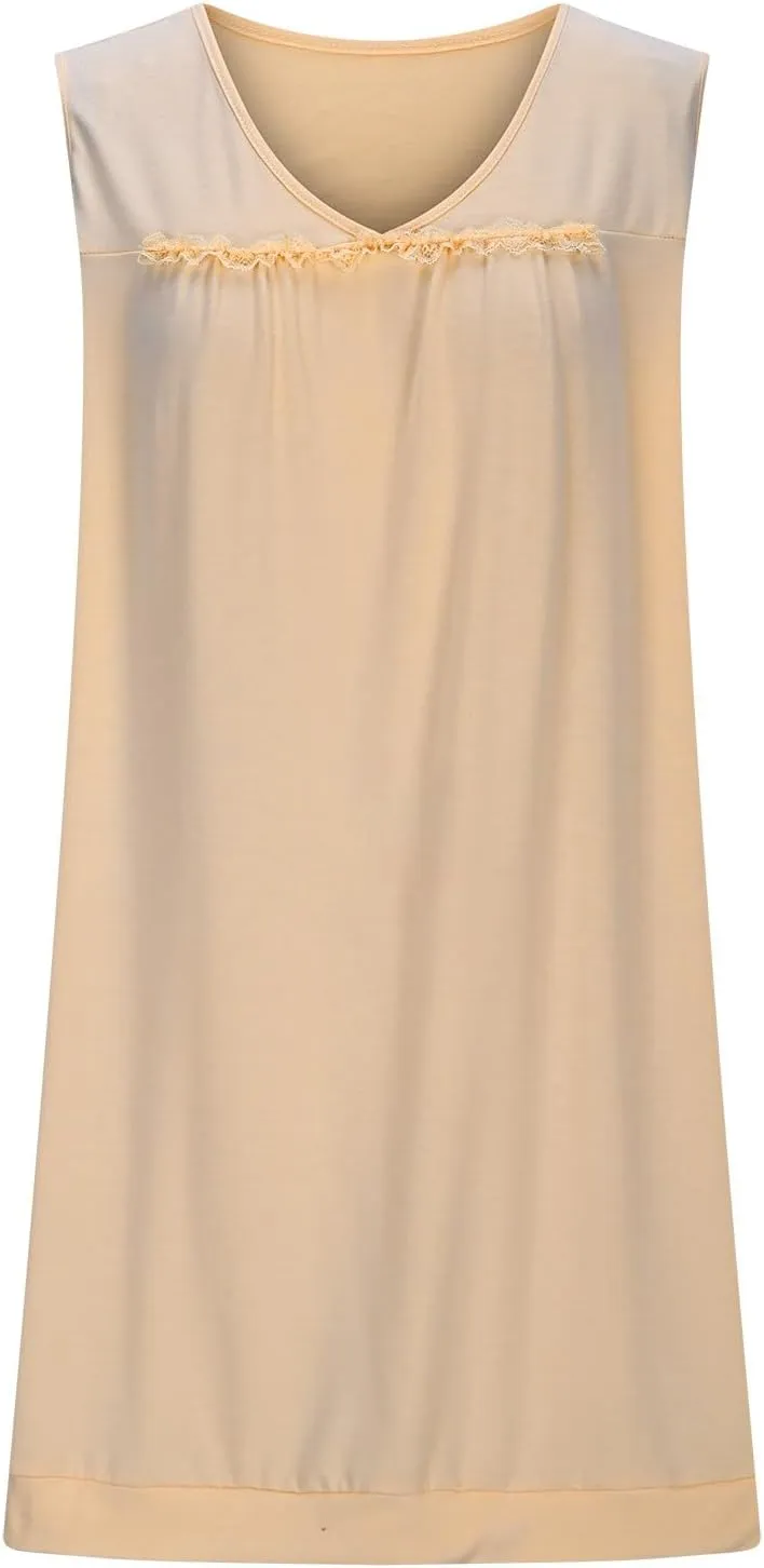 Mini Dresses for Women Summer Casual Sleeveless Tank Sundresses V-Neck Ladies Elegant Loose Sleepwear Beach Dress