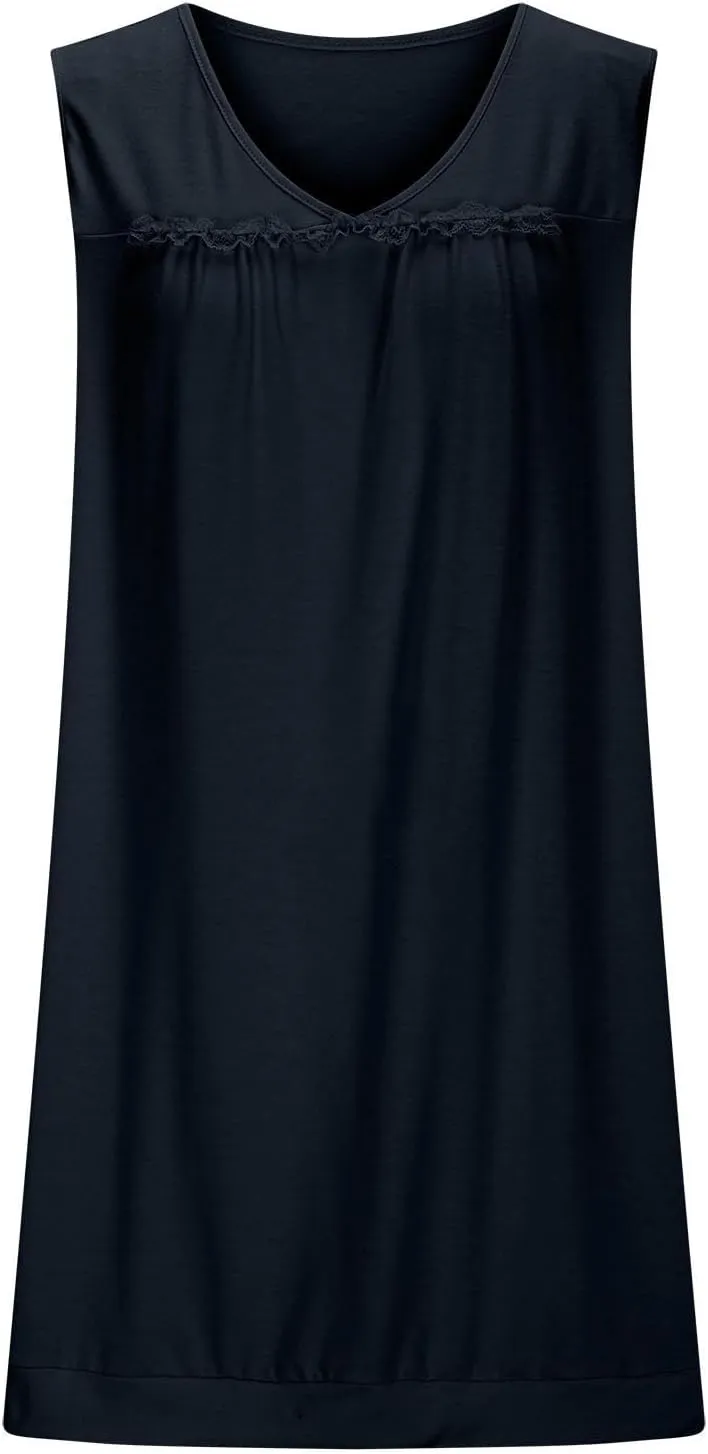 Mini Dresses for Women Summer Casual Sleeveless Tank Sundresses V-Neck Ladies Elegant Loose Sleepwear Beach Dress