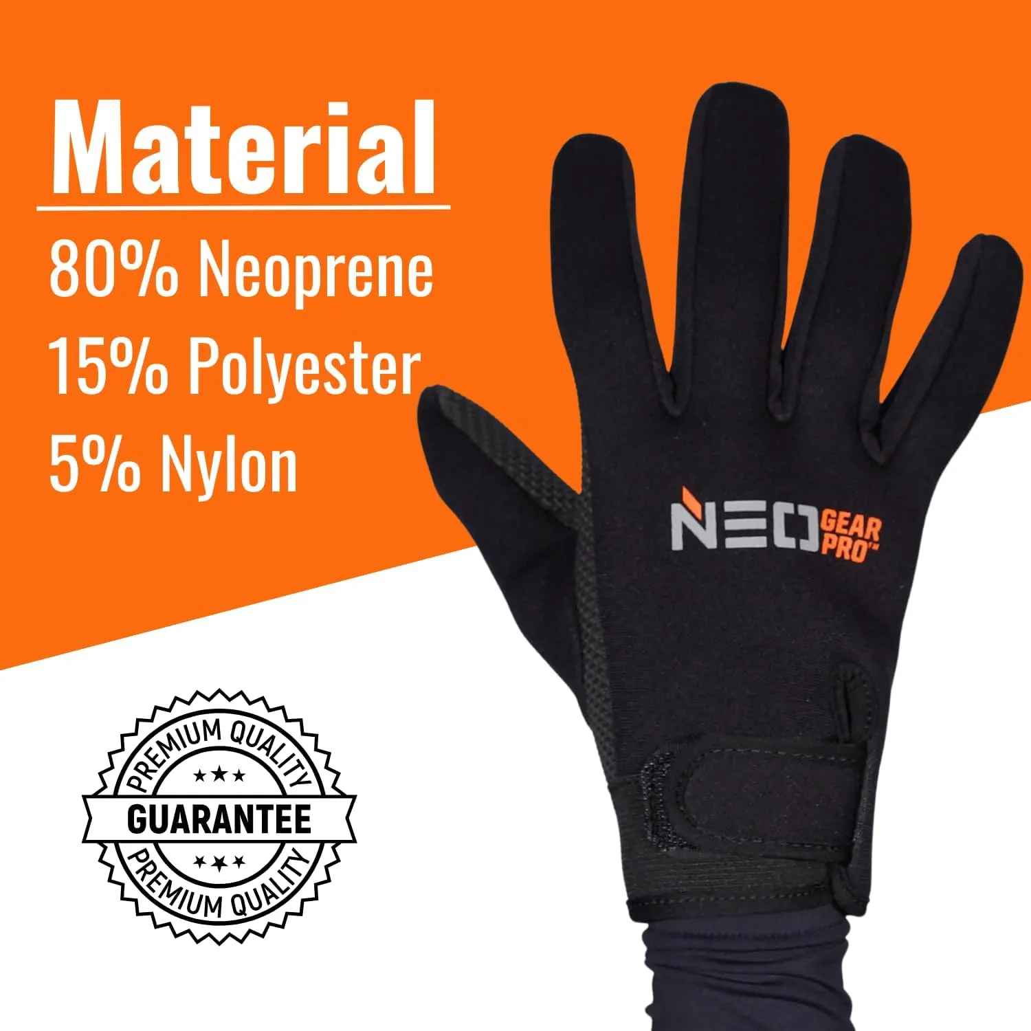 Operator Fleece Lining Glove | Black | Neoprene Material | Fully Windproof | Fleece Lining | Shark Skin Palm
