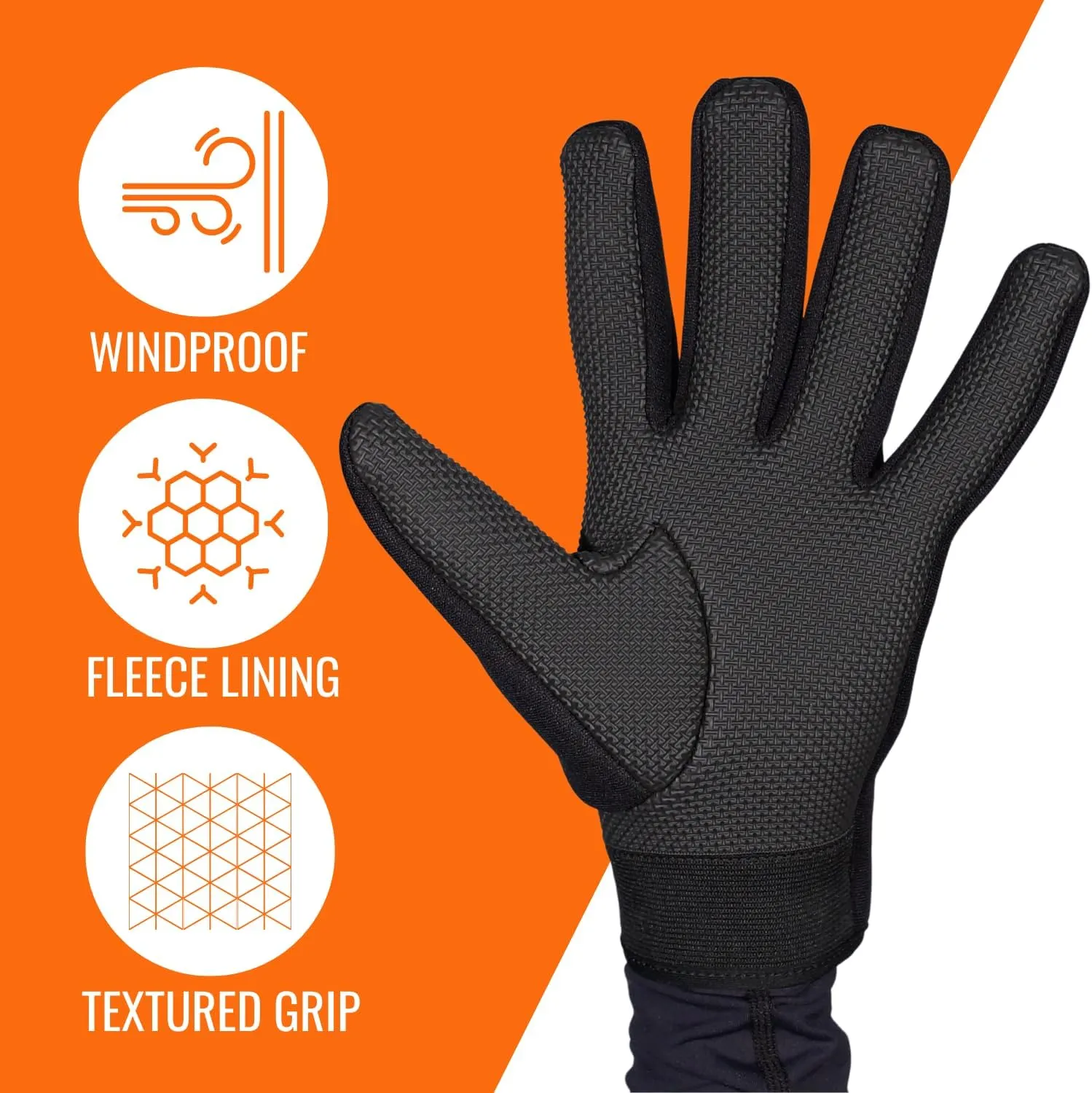Operator Fleece Lining Glove | Black | Neoprene Material | Fully Windproof | Fleece Lining | Shark Skin Palm