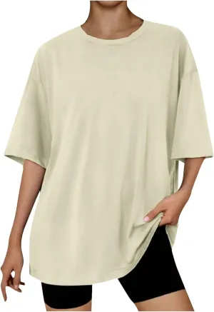 Oversized Tshirts for Women Crewneck Short Sleeve Shirts Casual Summer Tops Loose Fit Workout Tee 2025 Y2K Clothes