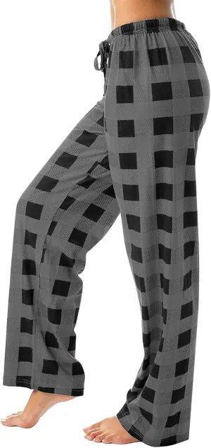 Pajama Pants Plaid Christmas Pajamas Pants for Women Wide Leg Pants Drawstring Pajama Bottoms Comfy Women's Sleepwear