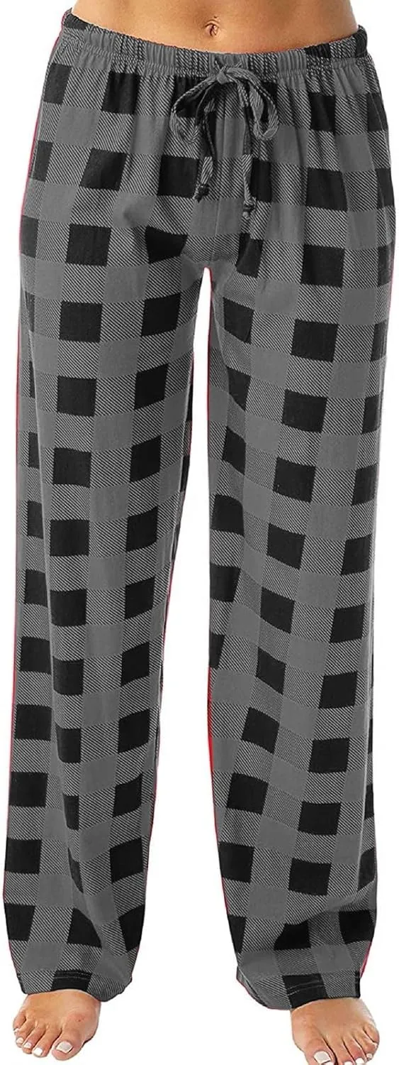 Pajama Pants Plaid Christmas Pajamas Pants for Women Wide Leg Pants Drawstring Pajama Bottoms Comfy Women's Sleepwear