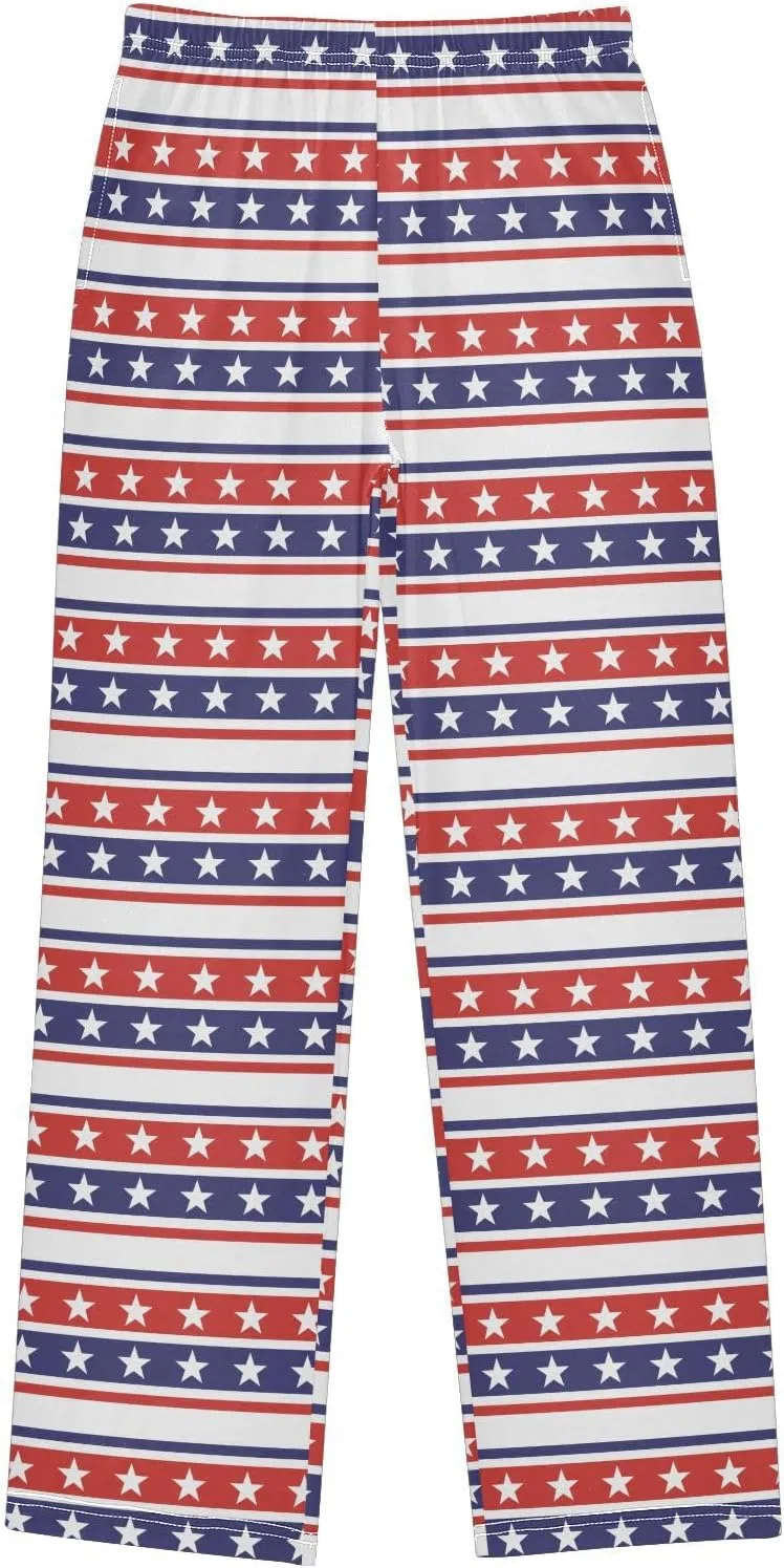 Pigsaly Boys' Pants 4th Of July Stars Stripes Long Bottoms Usa Flag Independence Day Jogger Pants Elastic Waist Trousers S