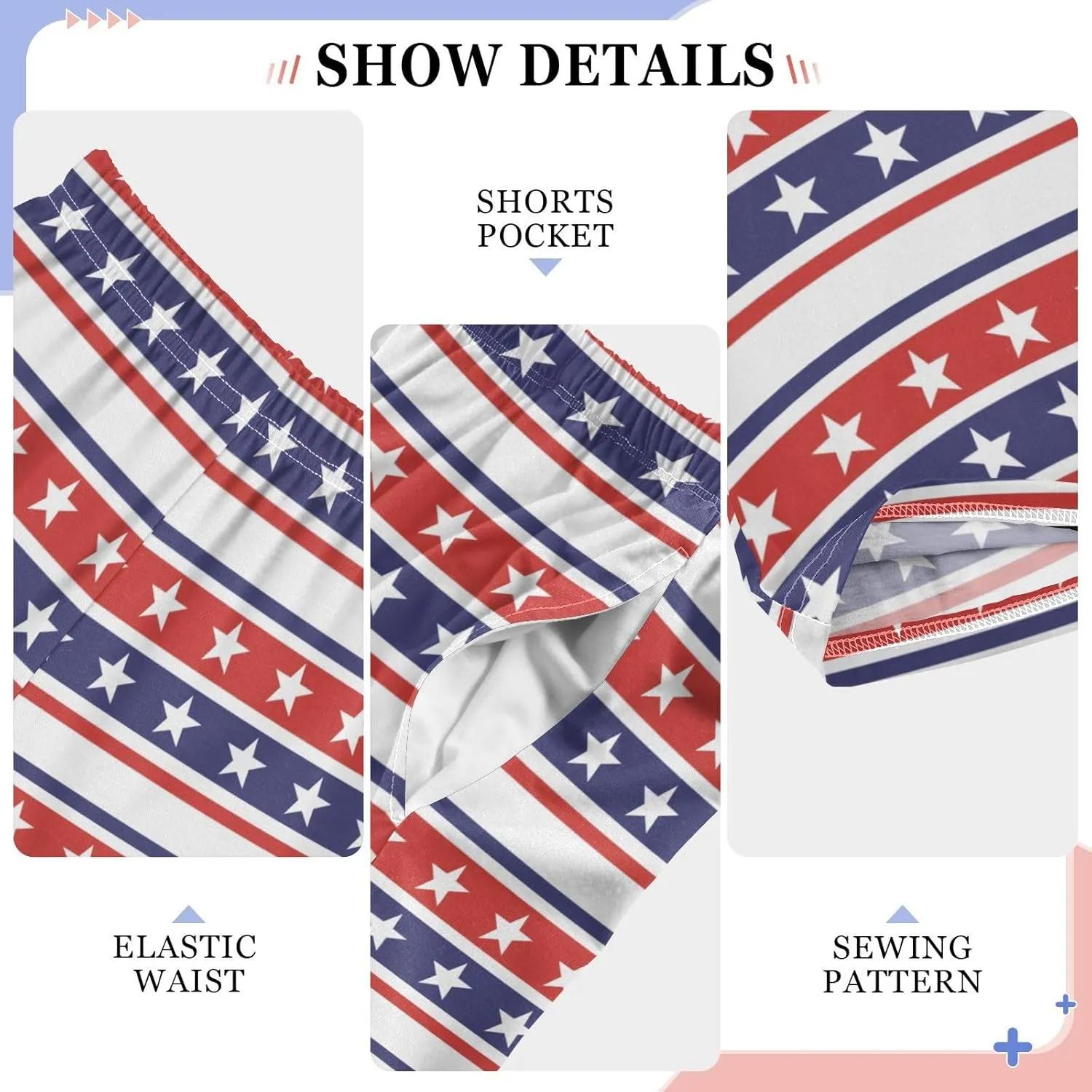 Pigsaly Boys' Pants 4th Of July Stars Stripes Long Bottoms Usa Flag Independence Day Jogger Pants Elastic Waist Trousers S
