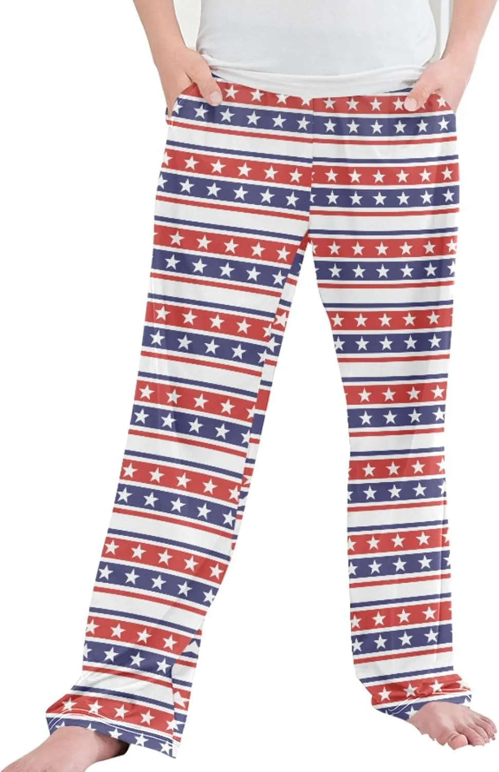 Pigsaly Boys' Pants 4th Of July Stars Stripes Long Bottoms Usa Flag Independence Day Jogger Pants Elastic Waist Trousers S