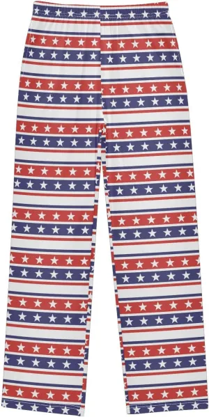 Pigsaly Boys' Pants 4th Of July Stars Stripes Long Bottoms Usa Flag Independence Day Jogger Pants Elastic Waist Trousers S