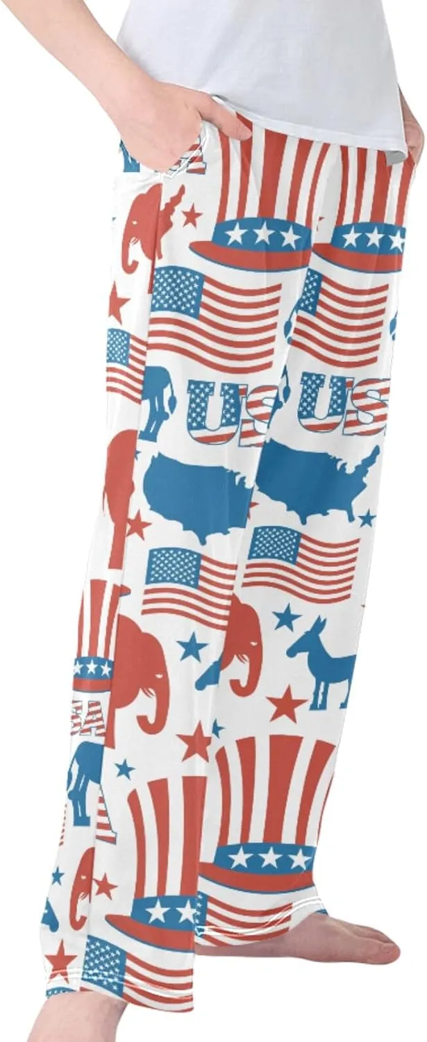 Pigsaly Boys' Pants America Flag Elephant Long Bottoms Donkey Hat Star Jogger Pants Elastic Waist Trousers with Pockets S