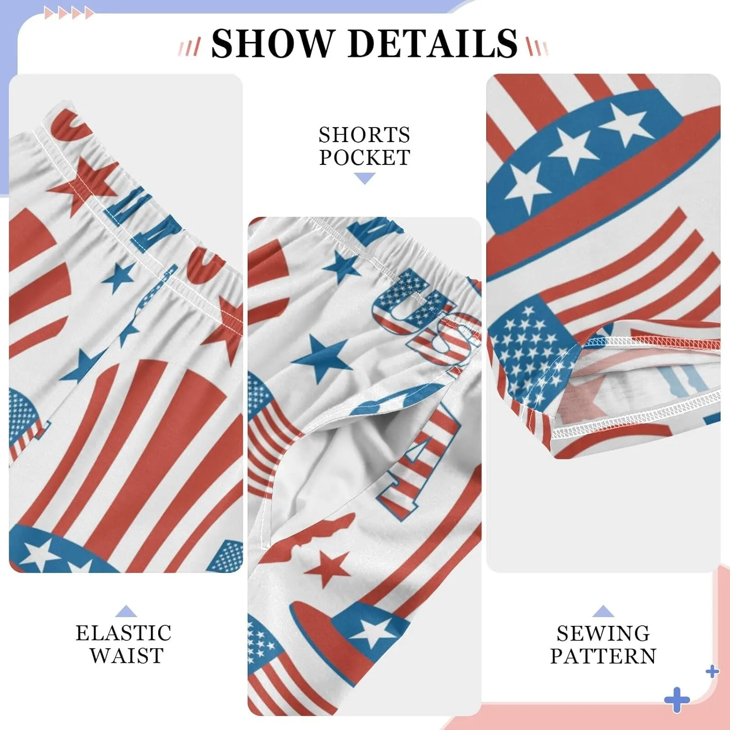 Pigsaly Boys' Pants America Flag Elephant Long Bottoms Donkey Hat Star Jogger Pants Elastic Waist Trousers with Pockets S