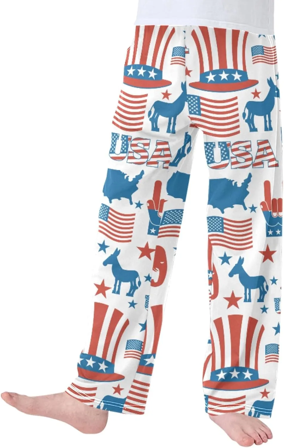 Pigsaly Boys' Pants America Flag Elephant Long Bottoms Donkey Hat Star Jogger Pants Elastic Waist Trousers with Pockets S