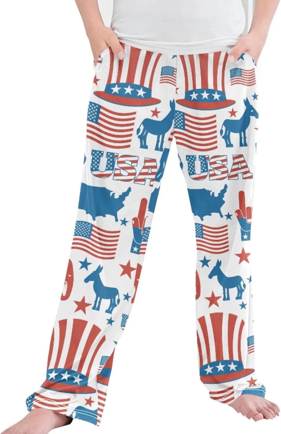 Pigsaly Boys' Pants America Flag Elephant Long Bottoms Donkey Hat Star Jogger Pants Elastic Waist Trousers with Pockets S