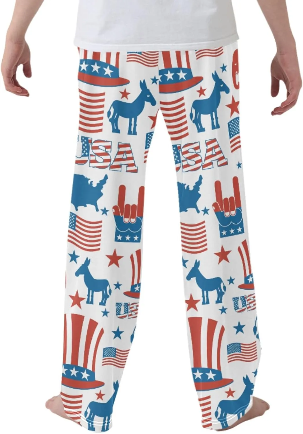 Pigsaly Boys' Pants America Flag Elephant Long Bottoms Donkey Hat Star Jogger Pants Elastic Waist Trousers with Pockets S