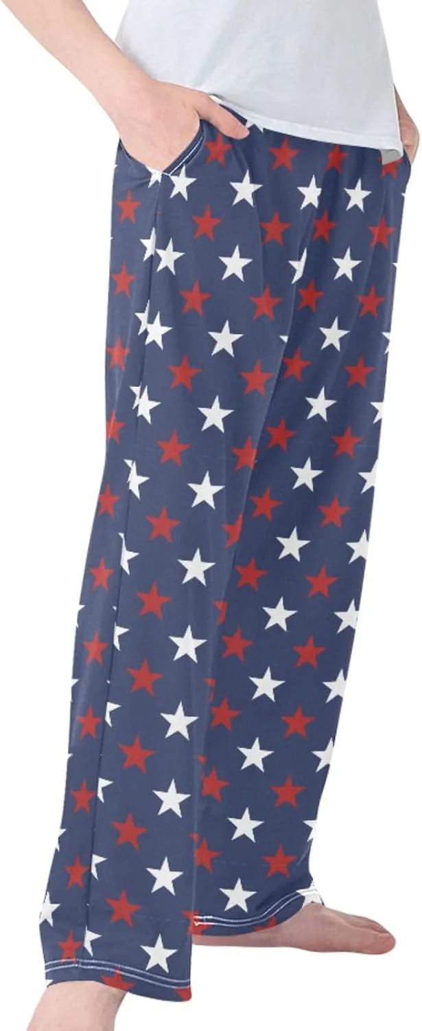 Pigsaly Boys' Pants American Flag Long Bottoms Blue Red White Stars Jogger Pants Elastic Waist Trousers with Pockets S