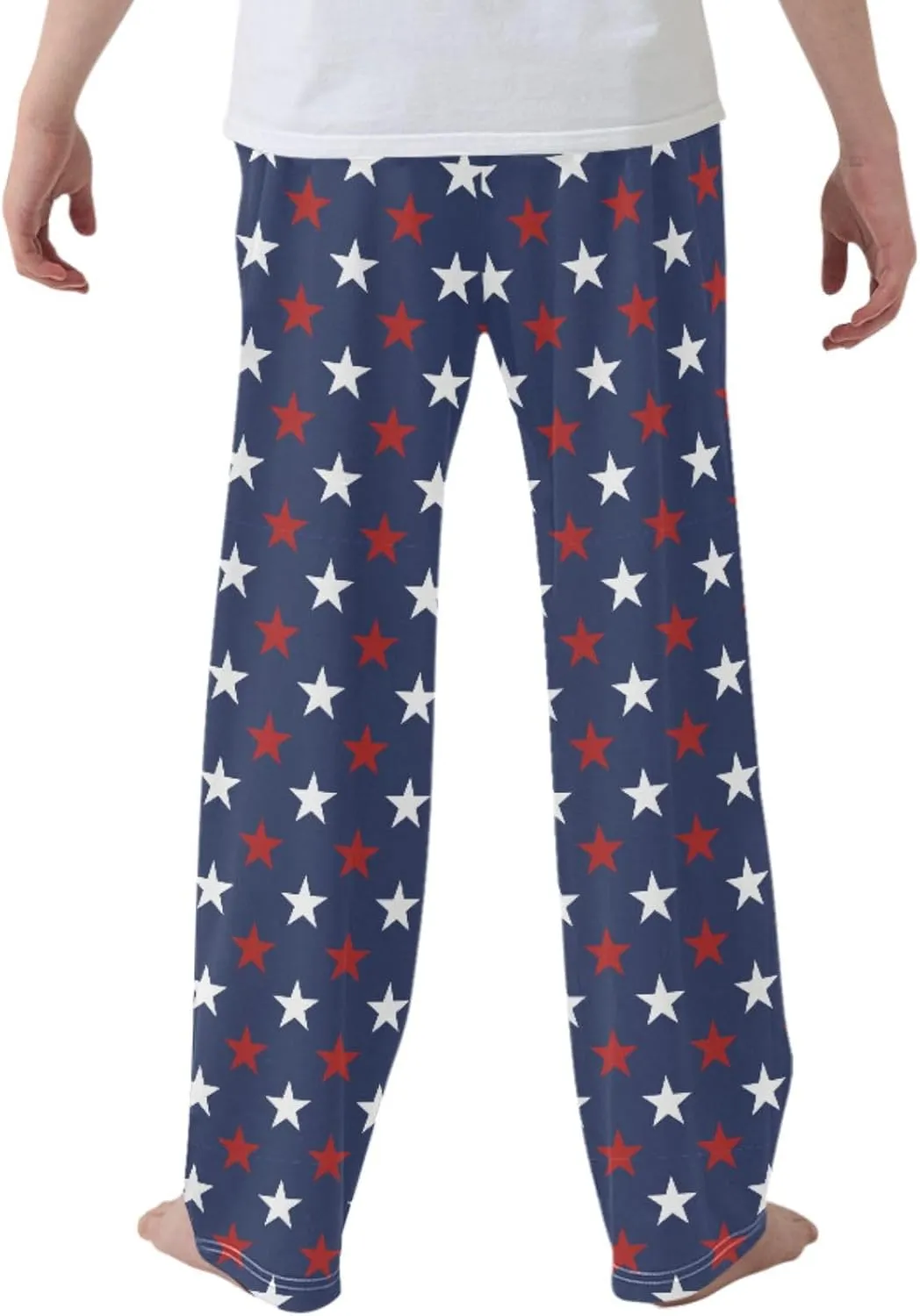 Pigsaly Boys' Pants American Flag Long Bottoms Blue Red White Stars Jogger Pants Elastic Waist Trousers with Pockets S