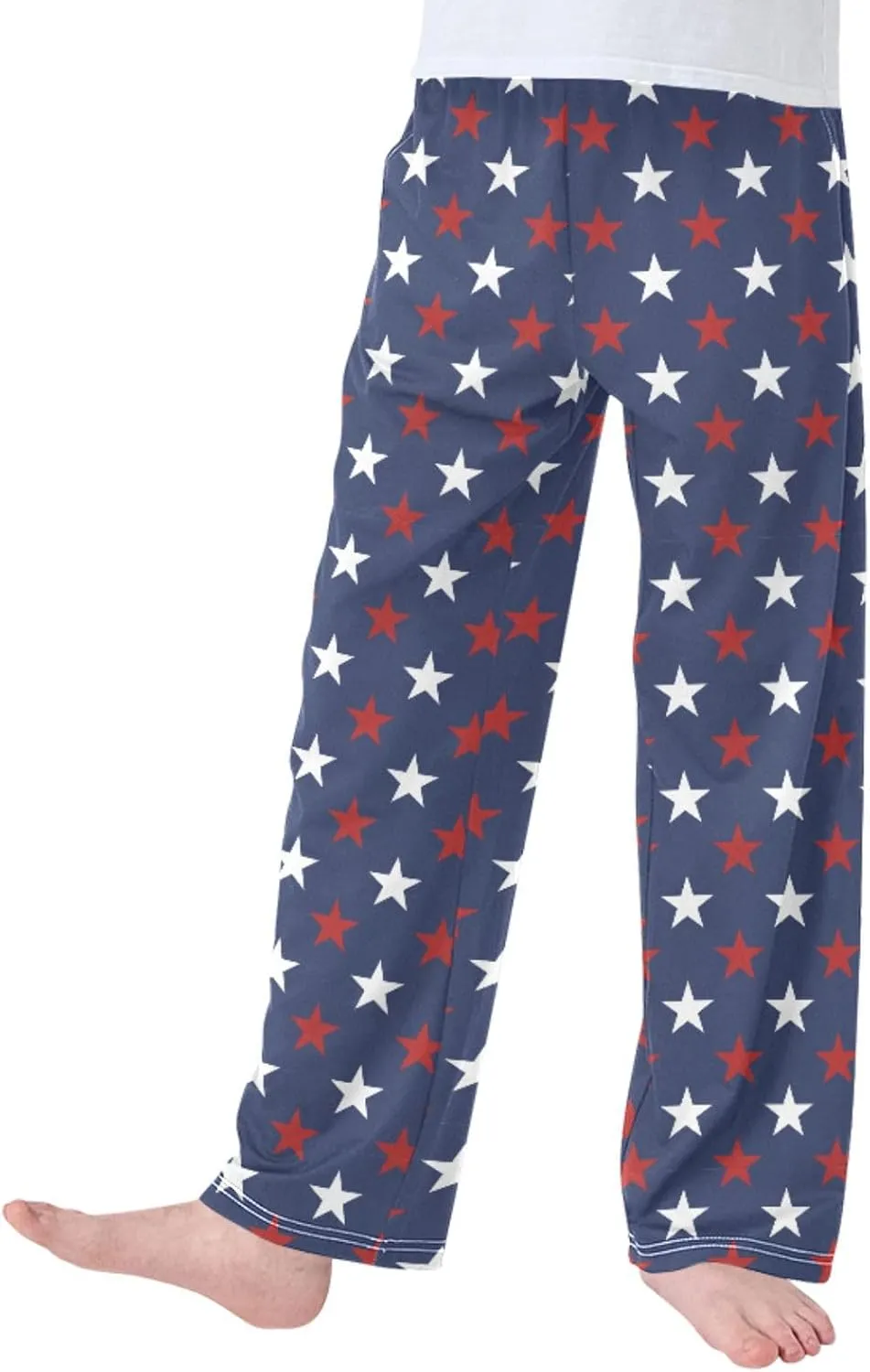Pigsaly Boys' Pants American Flag Long Bottoms Blue Red White Stars Jogger Pants Elastic Waist Trousers with Pockets S