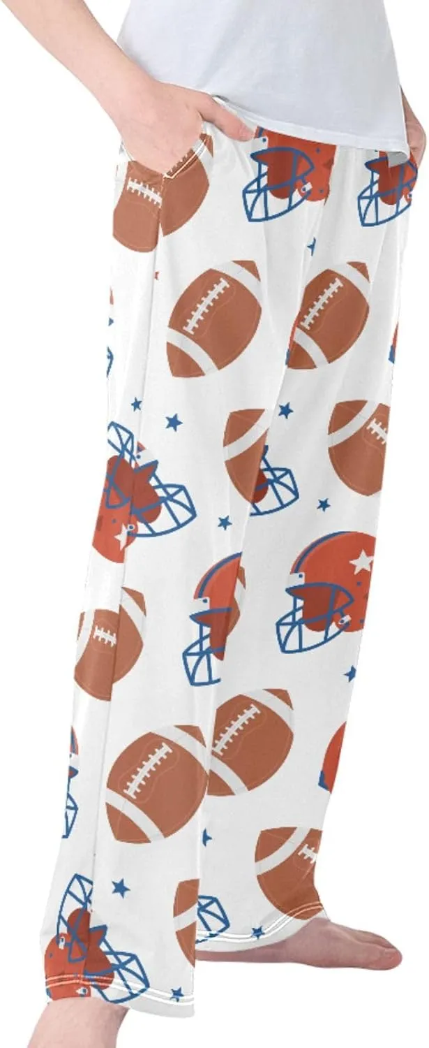 Pigsaly Boys' Pants American Football Helmets Balls Long Bottoms White Sport Stars Jogger Pants Elastic Waist Trousers S