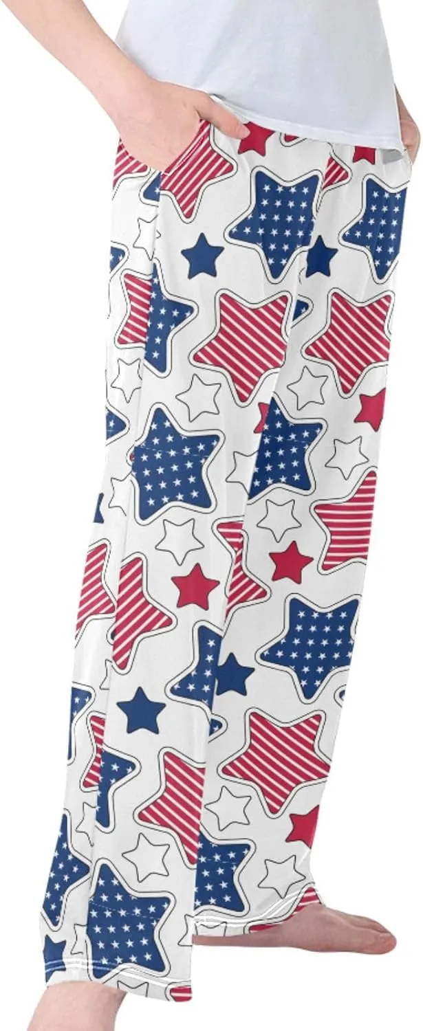 Pigsaly Boys' Pants American Stars Stripes Long Bottoms White Red Blue Jogger Pants Elastic Waist Trousers with Pockets S