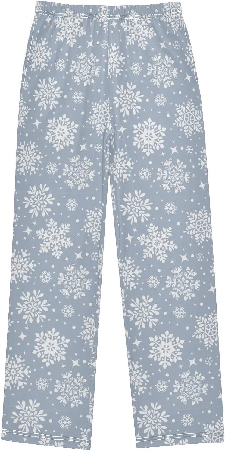 Pigsaly Boys' Pants Beautiful Snowflakes Circle Long Bottoms Flower Star Jogger Pants Elastic Waist Trousers With Pockets S
