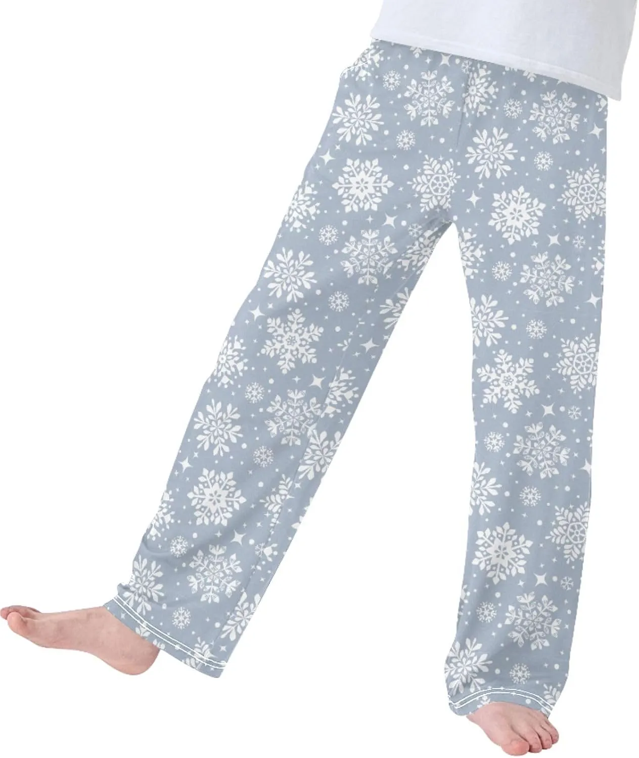 Pigsaly Boys' Pants Beautiful Snowflakes Circle Long Bottoms Flower Star Jogger Pants Elastic Waist Trousers With Pockets S