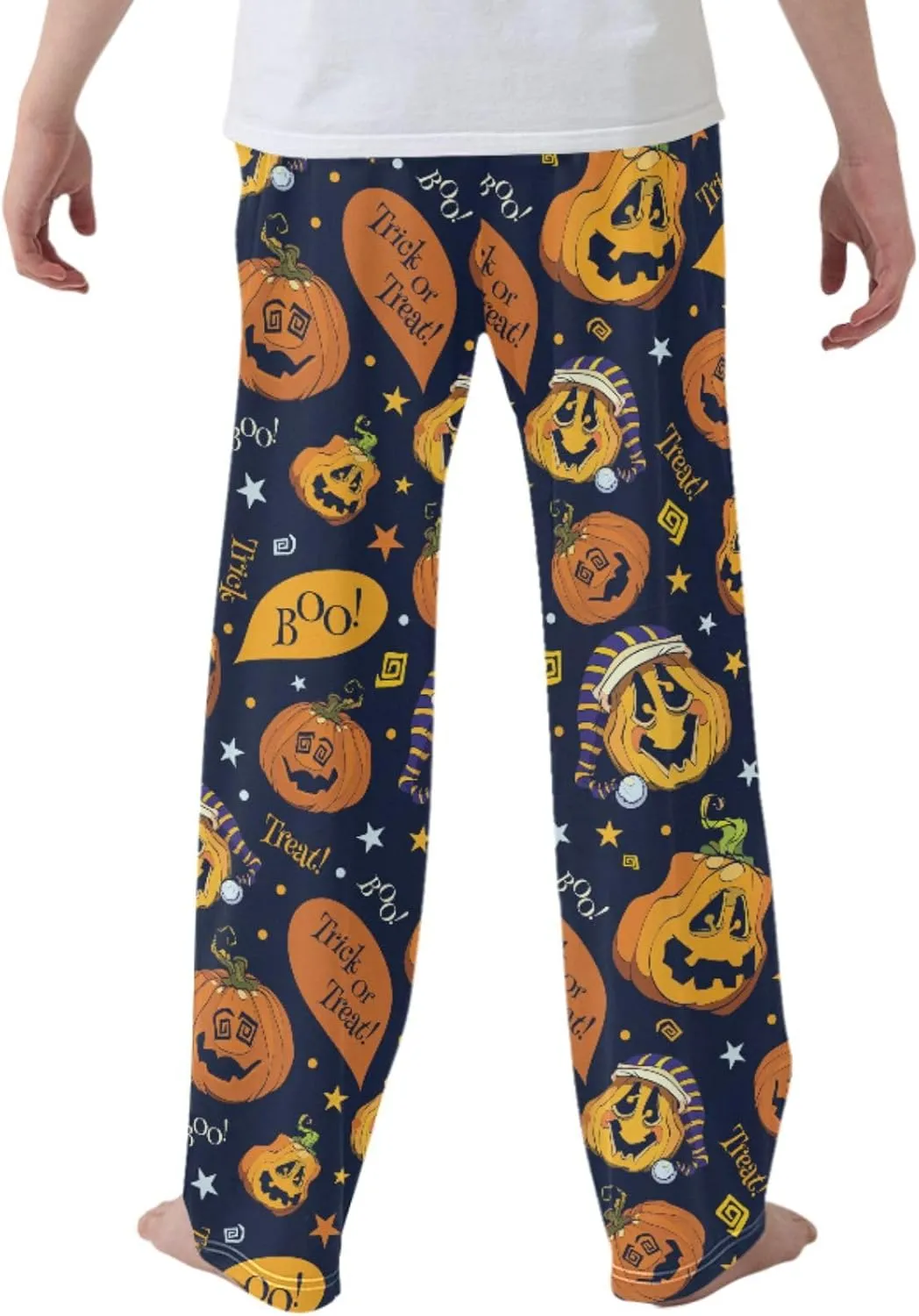 Pigsaly Boys' Pants Boo Pumpkins Halloween Long Bottoms Cartoon Stars Jogger Pants Elastic Waist Trousers with Pockets S