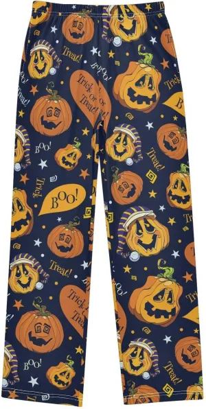 Pigsaly Boys' Pants Boo Pumpkins Halloween Long Bottoms Cartoon Stars Jogger Pants Elastic Waist Trousers with Pockets S
