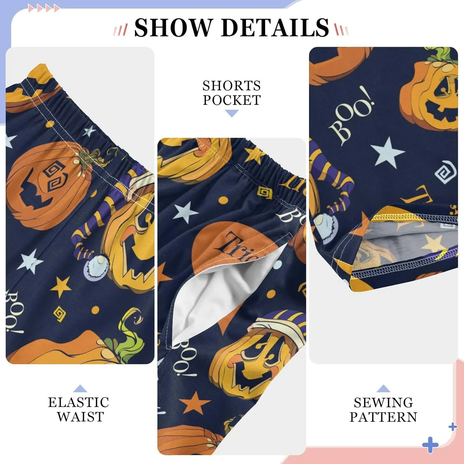 Pigsaly Boys' Pants Boo Pumpkins Halloween Long Bottoms Cartoon Stars Jogger Pants Elastic Waist Trousers with Pockets S