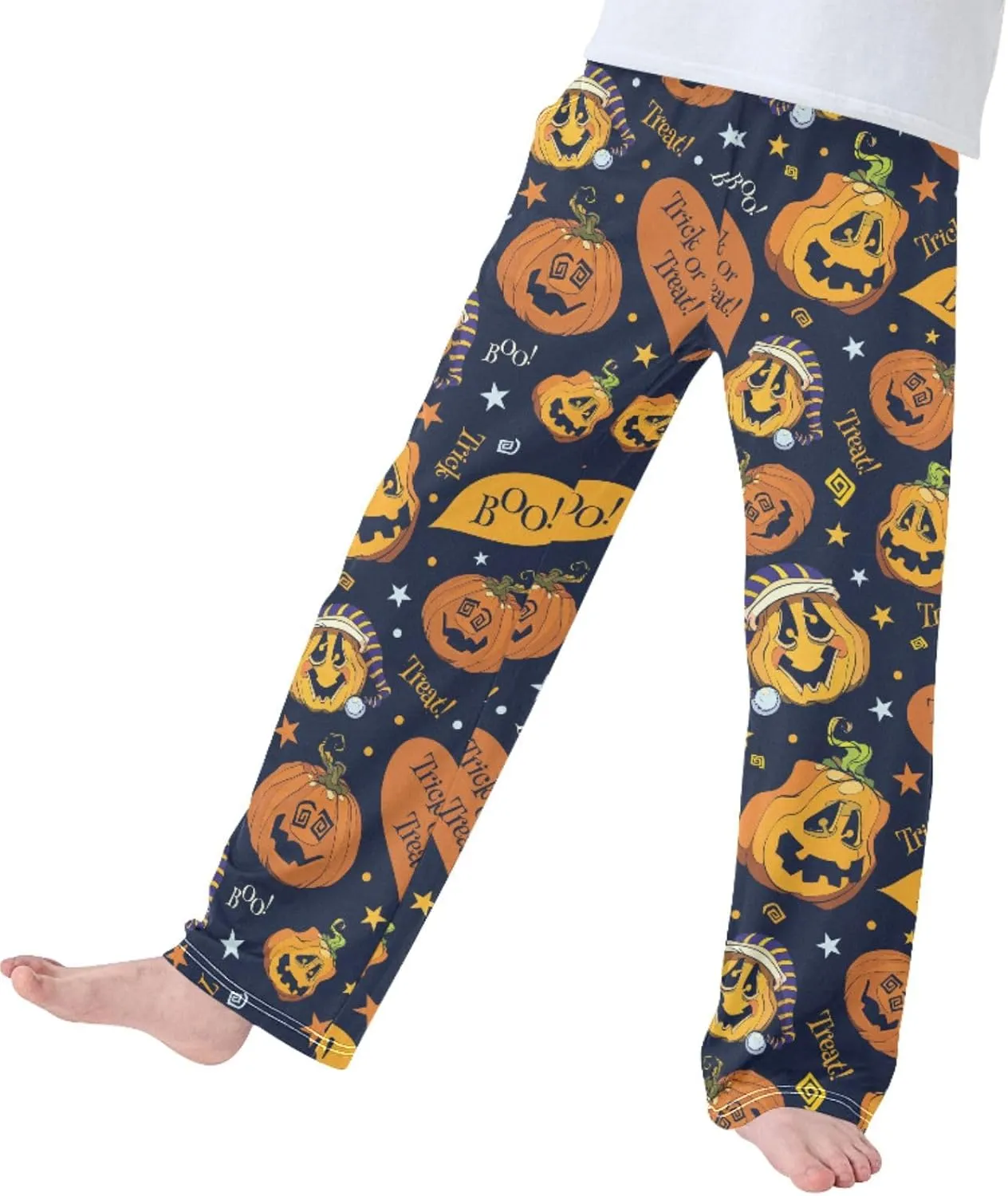 Pigsaly Boys' Pants Boo Pumpkins Halloween Long Bottoms Cartoon Stars Jogger Pants Elastic Waist Trousers with Pockets S