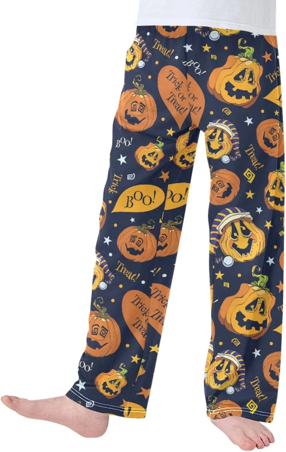 Pigsaly Boys' Pants Boo Pumpkins Halloween Long Bottoms Cartoon Stars Jogger Pants Elastic Waist Trousers with Pockets S