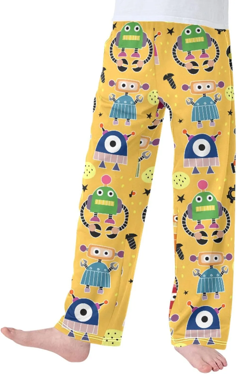 Pigsaly Boys' Pants Cartoon Robots Stars Long Bottoms Machine Planet Jogger Pants Elastic Waist Trousers With Pockets S