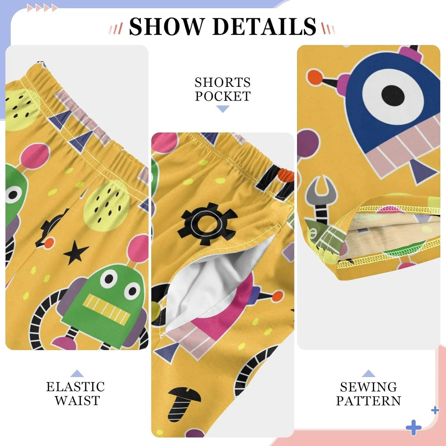 Pigsaly Boys' Pants Cartoon Robots Stars Long Bottoms Machine Planet Jogger Pants Elastic Waist Trousers With Pockets S
