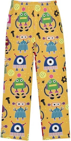 Pigsaly Boys' Pants Cartoon Robots Stars Long Bottoms Machine Planet Jogger Pants Elastic Waist Trousers With Pockets S