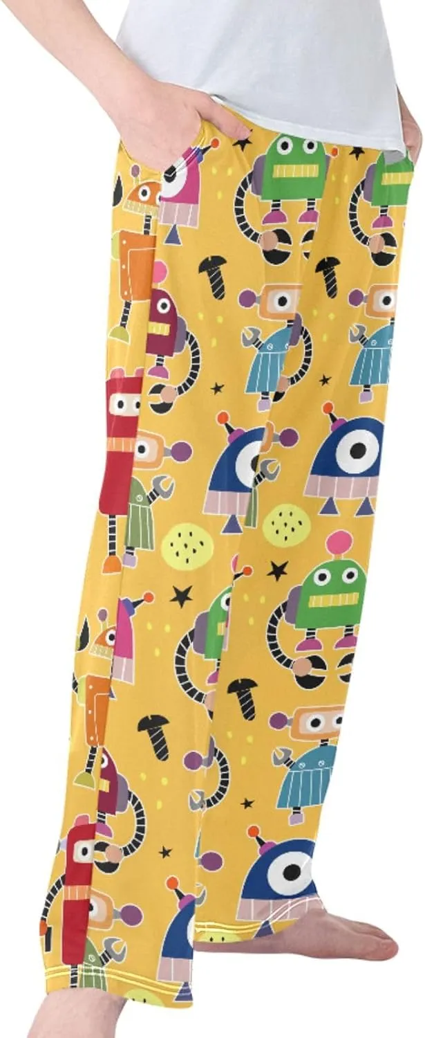 Pigsaly Boys' Pants Cartoon Robots Stars Long Bottoms Machine Planet Jogger Pants Elastic Waist Trousers With Pockets S