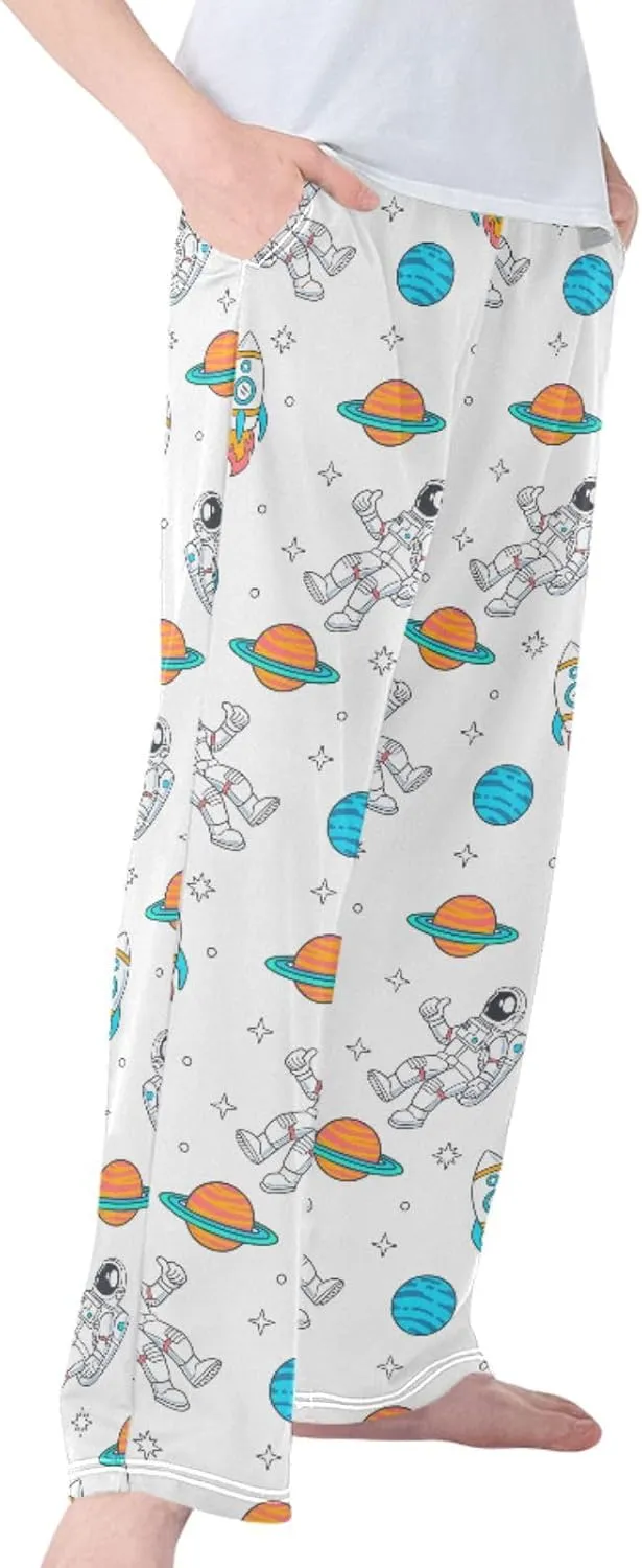 Pigsaly Boys' Pants Cartoon Space Rockets Long Bottoms Planets Stars Astronaut Jogger Pants Elastic Waist Trousers S