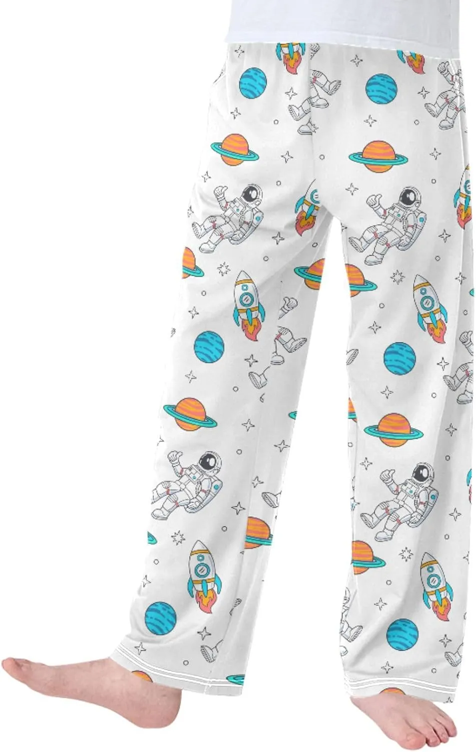 Pigsaly Boys' Pants Cartoon Space Rockets Planet Long Bottoms Stars Astronaut Jogger Pants Elastic Waist Trousers Pockets S